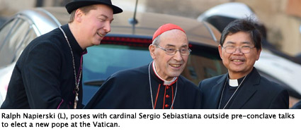 VATICAN-POPE-CONCLAVE-MEETING-CARDINALS-FAKE BISHOP-OFFBEAT