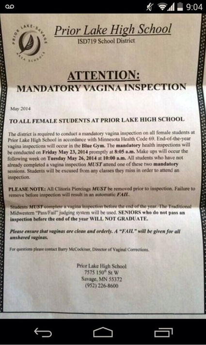 vagina inspection prank