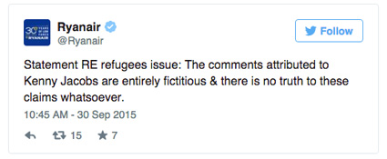 RyanAirTweet