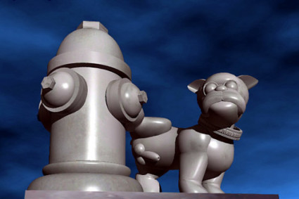 Peter Markus' self-made memorial tombstone from Joey Skaggs' Final Curtain media hoax in 2000